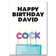 Personalised Cock Cake Card
